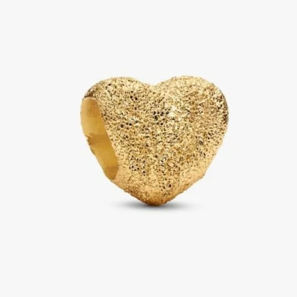Authentic Pandora Textured Heart Mini Charm14k gold plating - Picture 1 of 3